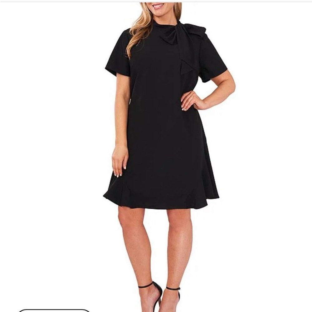 CeCe Black Ruffled A-Line Mini Dress